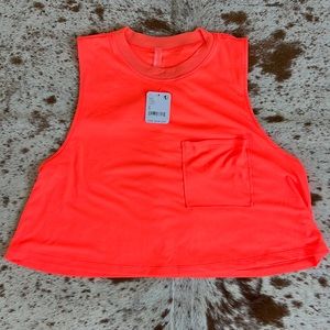 Free People FP Movement Throw Back Tank Top Neon Coral